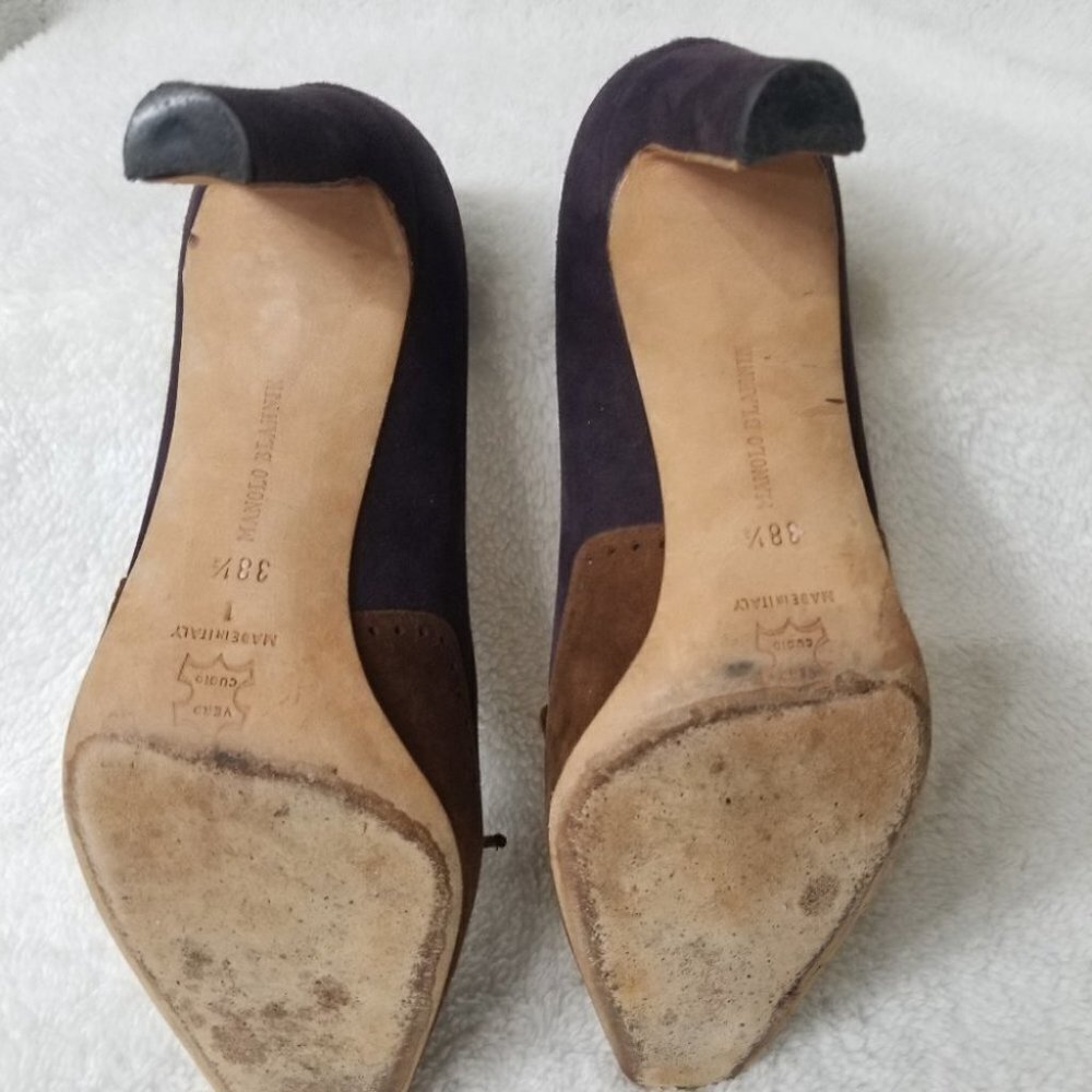 Manolo Blahnik two tone suede heels - Picture 5 of 5